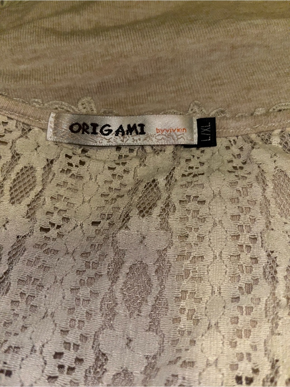Origami L/XL Taupe Crochet Hem Tunic - Picture 7 of 7